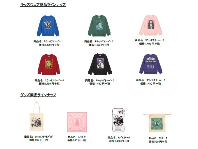 鬼滅の刃　GU 第一弾コラボ　靴下　巾着　トートバッグ　ハンカチ　セット　新品 GU「鬼滅の刃」コラボ20日スタート SNSすでに盛り上がり「チュン
