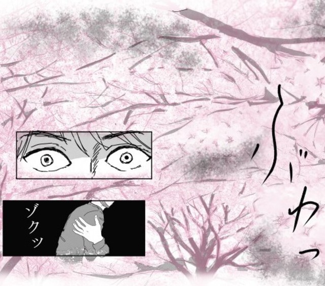 一面に咲き乱れる桜に寒気が（送達ねこさん提供）