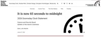 「残り85秒」が表示された終末時計＝世界終末時計の公式サイトより