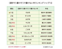 ランキングトップ10の結果（提供画像）
