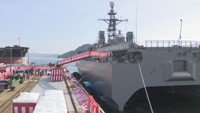 防衛省へ音響測定艦「あき」引き渡し　三井E&S造船