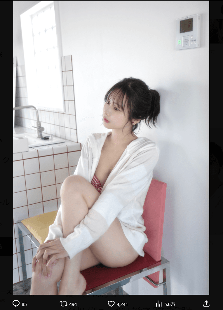 「FLASH」（26年4月28日発売号）に登場した尾木波菜のオフショット　本人のX（@ogi_hana_ ）より
