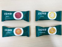 ゼンブスティック　左上から時計回りに、ビーツ、コーン、パンプキン、キャロット