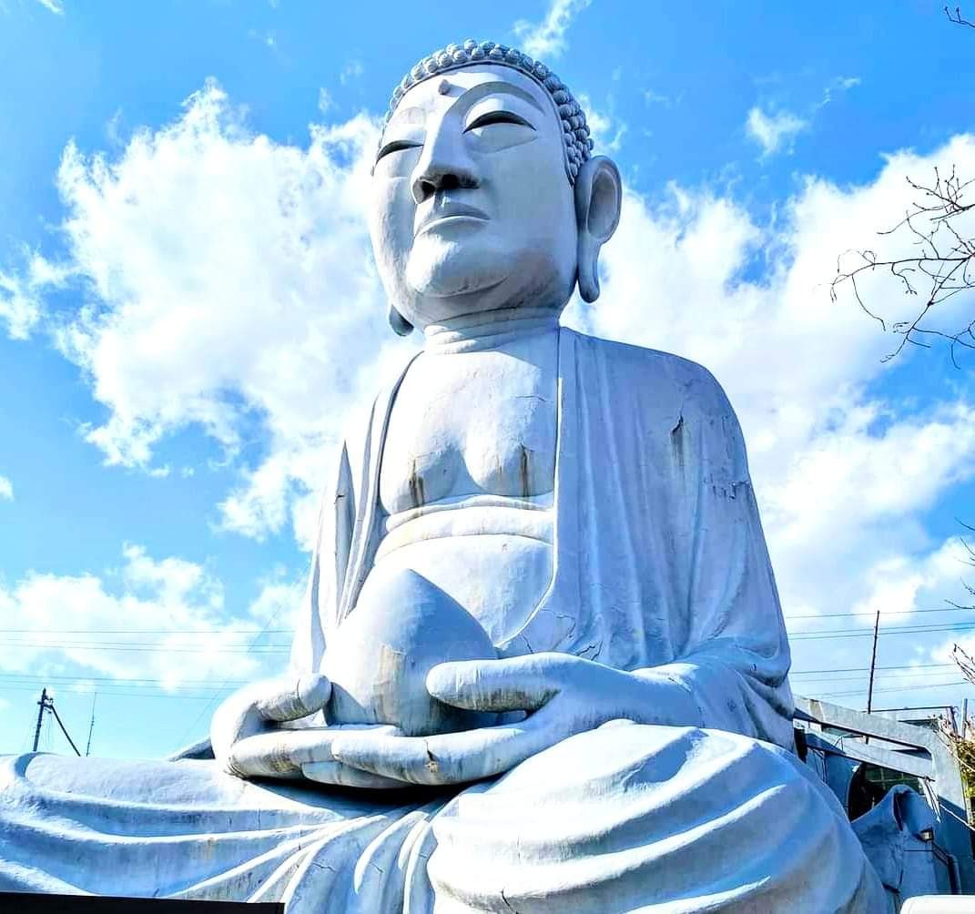 SNSで話題の巨大大仏、赤く“点滅”するサングラスをかけているっ