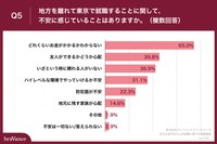 地方を離れて東京で就職することに関して、不安に感じていることはありますか（出典元：株式会社ブレイバンステクノロジーズ）