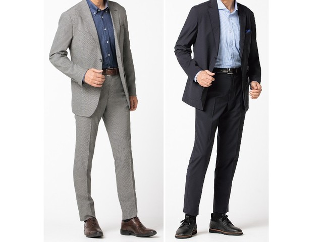 ベルトとシューズの色をそろえたコーディネートの一例（画像提供：AOKI）