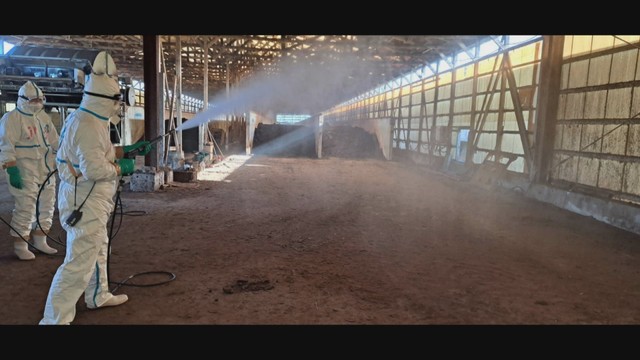 防疫措置　美作市の堆肥化処理施設（提供：岡山県）