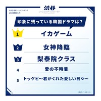 高校生が選ぶ印象に残っている韓国ドラマTOP5（出典：渋谷トレンドリサーチ）