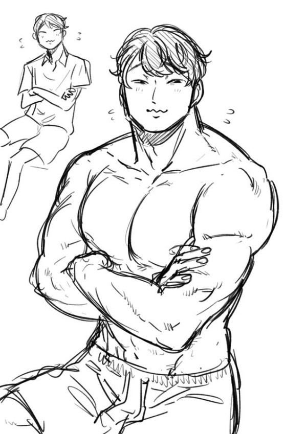 漫画家のあきらさん、夫をモデル（左）に絵の練習をすることも（画像提供：あきらさん）