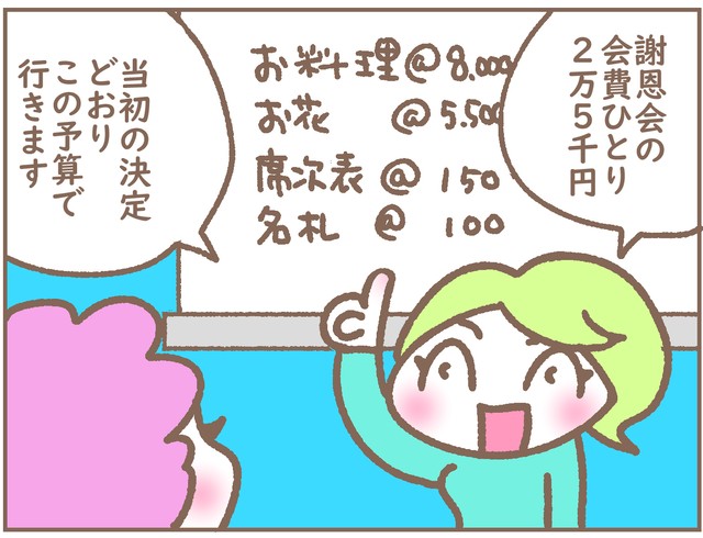 謝恩会の会費は一人あたり2万5000円…うまく予算を割り振れるか