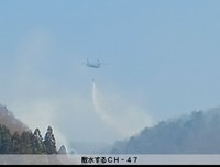 散水するCH-47／防衛省・自衛隊（災害対策）公式X（@ModJapan_saigai）