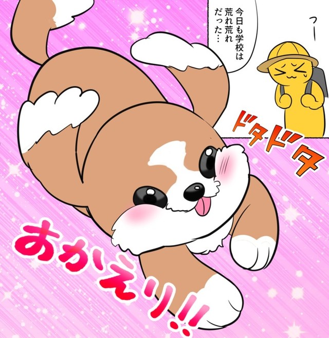 作者が帰宅すると急いでお出迎えだ！（弾正よしかげさん提供）
