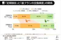 定期検診と歯ブラシ交換頻度の関係（提供画像）