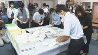 自民党岡山県連での開票作業