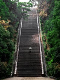 「京都にある大階段がもはや壁。」という文言とともに投稿された写真（画像提供／szunaさん）