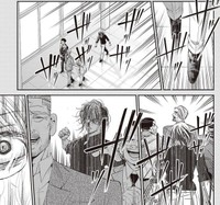 ゲンは怒りと悲しみに任せて上司たちを殴りかかろうとする（吉谷光平さん提供）