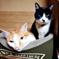 一緒にくつろぐ（左から）美晴ちゃん、篤くん（画像提供：Atsusi_Miharuさん）