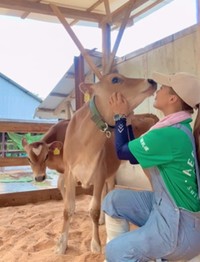 23際の若き牛飼い。牛との信頼関係はばっちり／エアロファームさん（@aerofarm_5865）提供