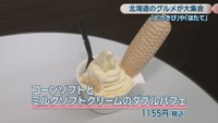 コーンソフトとミルクソフトクリームのダブルパフェ1155円(税込)
