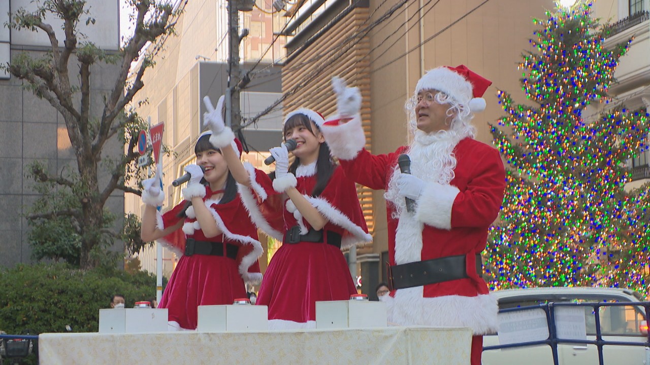 岡山市中心部に巨大イルミネーション登場 点灯式では元マラソン選手