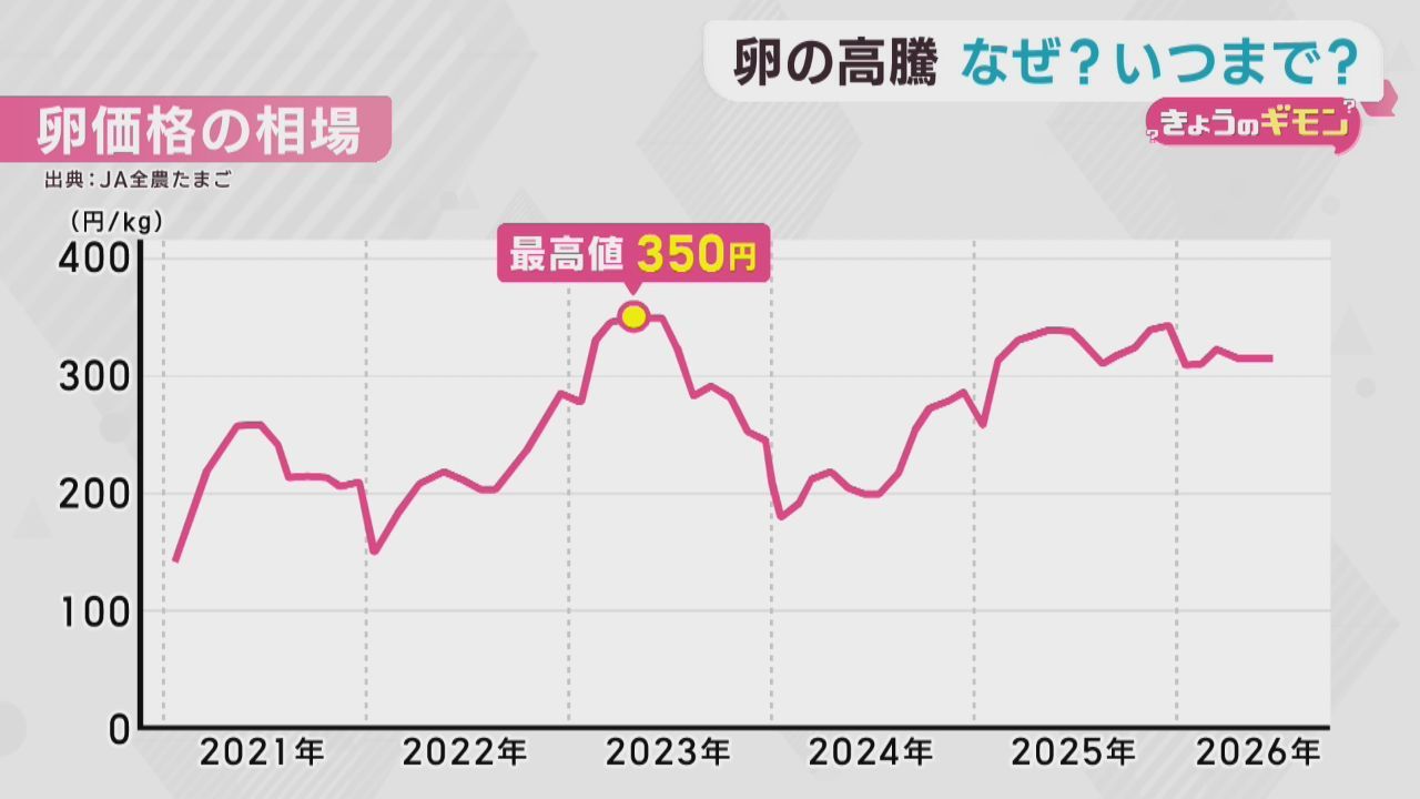 いつまで続く卵価格の高騰　鳥インフルエンザにニワトリ数の減少が影響