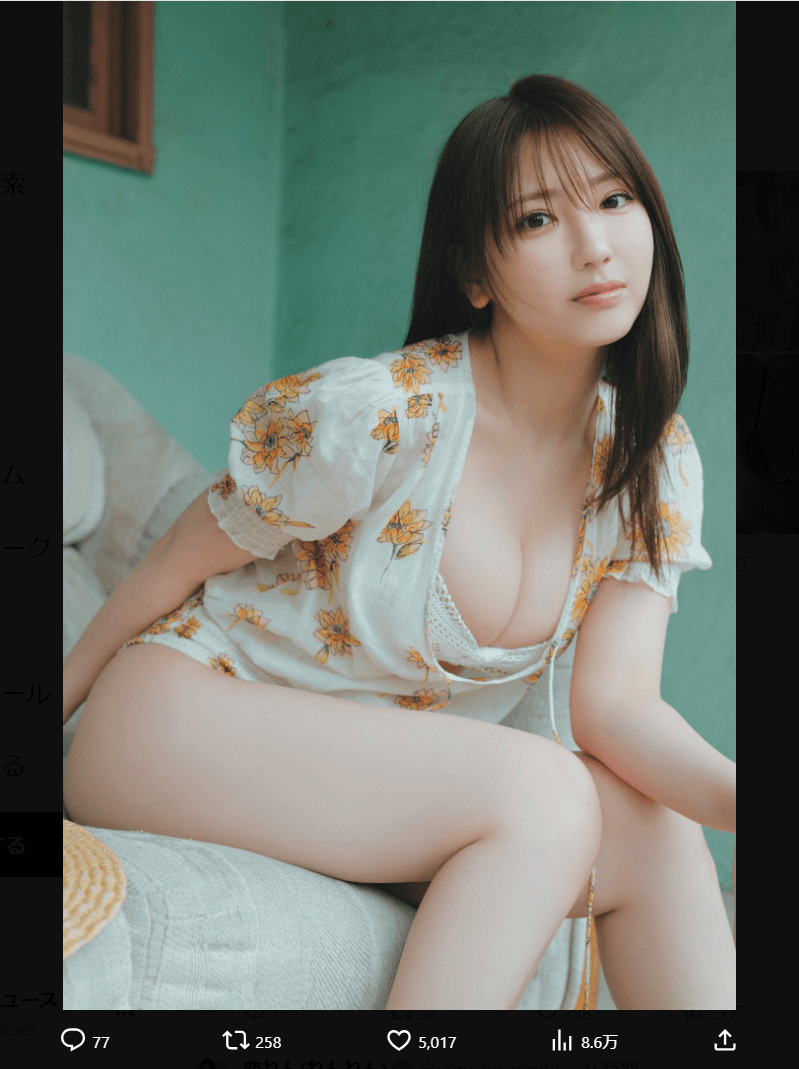 「FLASH」（26年5月26日発売号）に登場した沢口愛華のオフショット　本人のX（@sawa_aika827）より