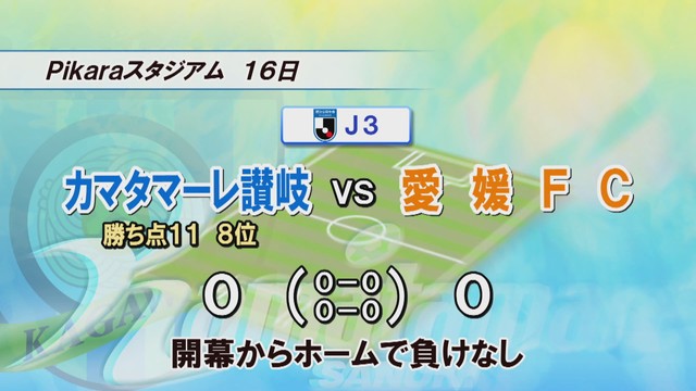 J3カマタマーレ讃岐　ホーム4連勝ならず　愛媛とスコアレスドロー