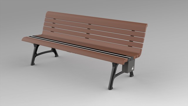 充電できるベンチ。背もたれありは1台35万円前後（株式会社コトブキ提供）