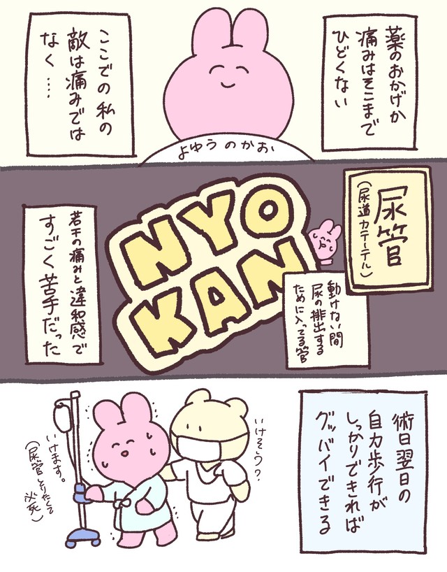 自力歩行でトイレに向かう兎星さん（兎星しずかさんの提供）