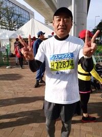 2019年の初マラソン（神戸）完走後のVショット
