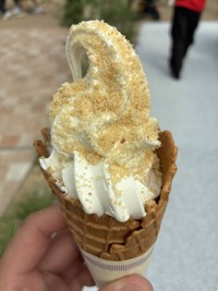 【万博にある溶けやすいアイス3選】No.2 カナダ産のメープルソフトクリーム（カナダ／現800円）。