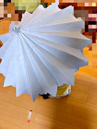 厚紙で作った傘を開くとーーきれいな折り目があらわれました（画像提供：みつ。ガーデニング家庭菜園さん）