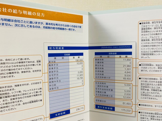 なんと高校家庭科の授業で給与明細の見方を…（フクチマミさん提供）