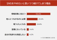 SNSを利用している男女500人に聞いた「SNSをやめたいと思いつつ続けてしまう理由」＝「ライズ・スクウェアの特定技能外国人の採用サポート」調べ