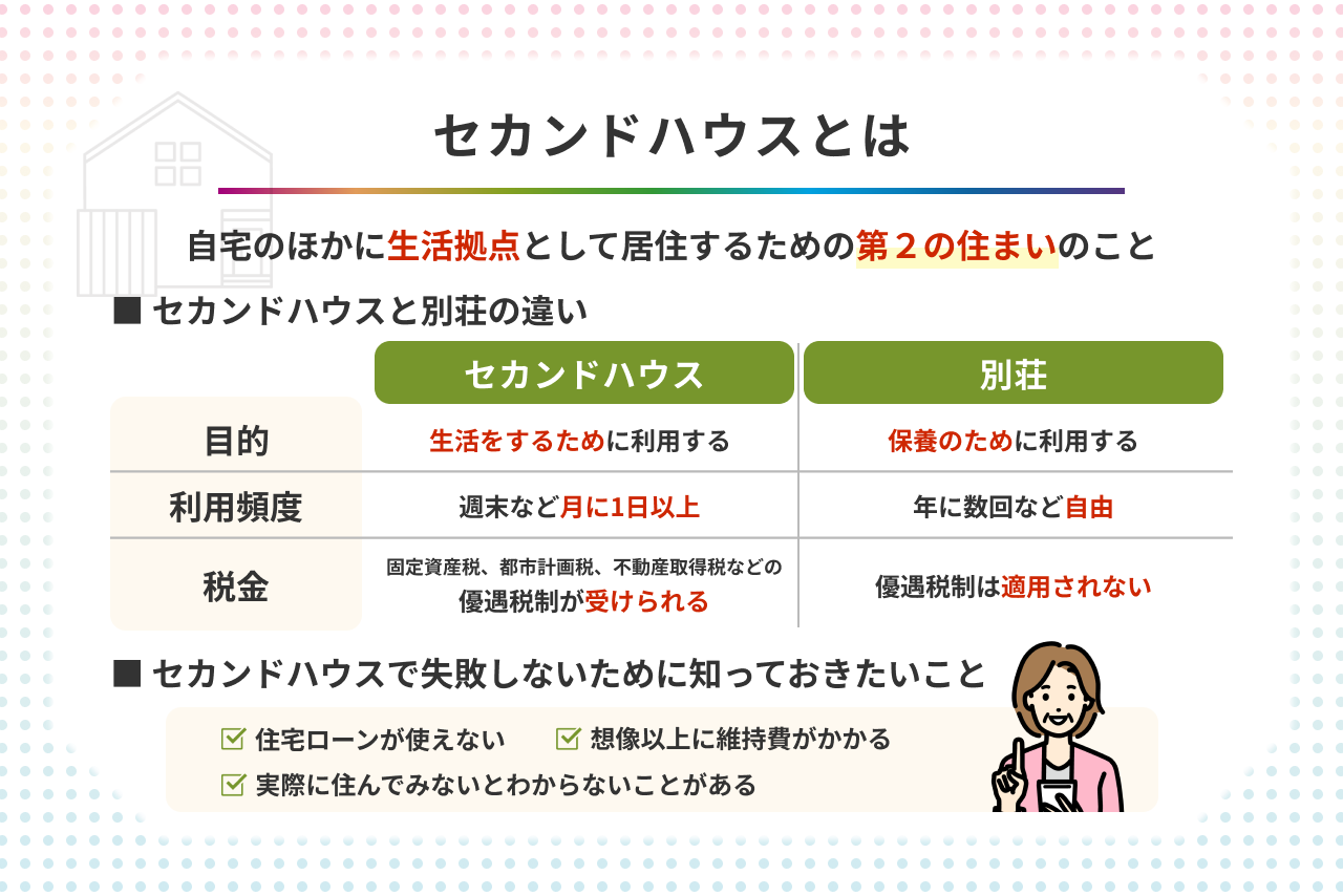 セカンドハウスとは 別荘との違いや税制上のメリットをわかりやすく解説