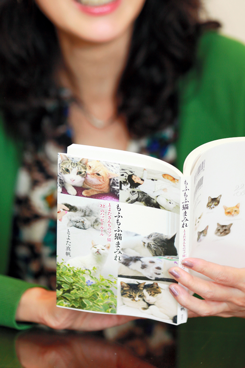 とよた真帆さんと猫たちの日々についてつづった「もふもふ猫まみれ　とよたさんちのマブ猫２２のハッピールール」（講談社）が３１日に発売される＝岡田晃奈撮影