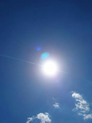 火葬の直後、太陽を射抜いた虹色の光と、アーモンド型の水色の光。ソマが、天国から「今まで、ありがとう」とメッセージを送ってくれた